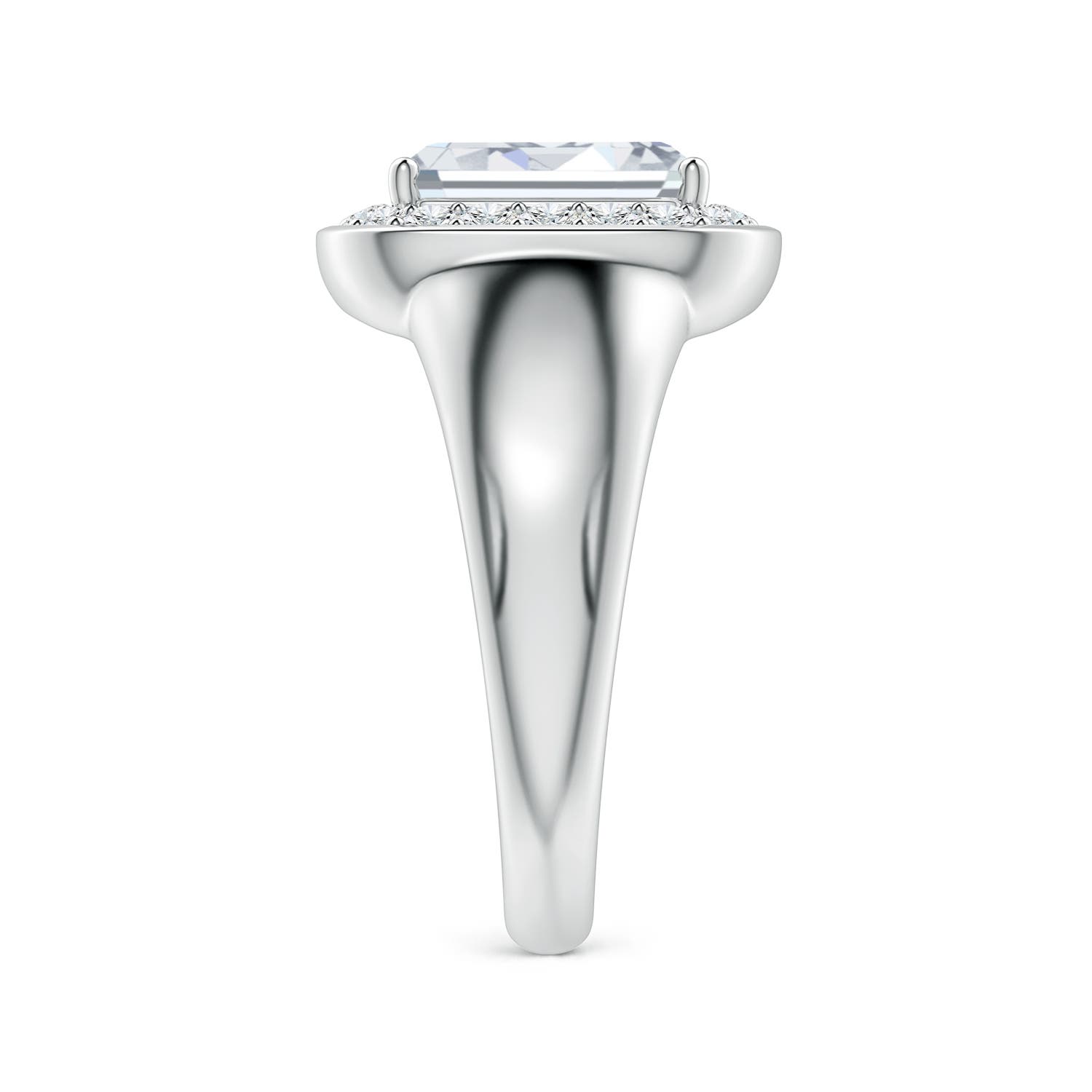 9.10x6.45mm FGVS Emerald-Cut Lab-Grown Diamond Signet Halo Engagement Ring in White Gold - side 4