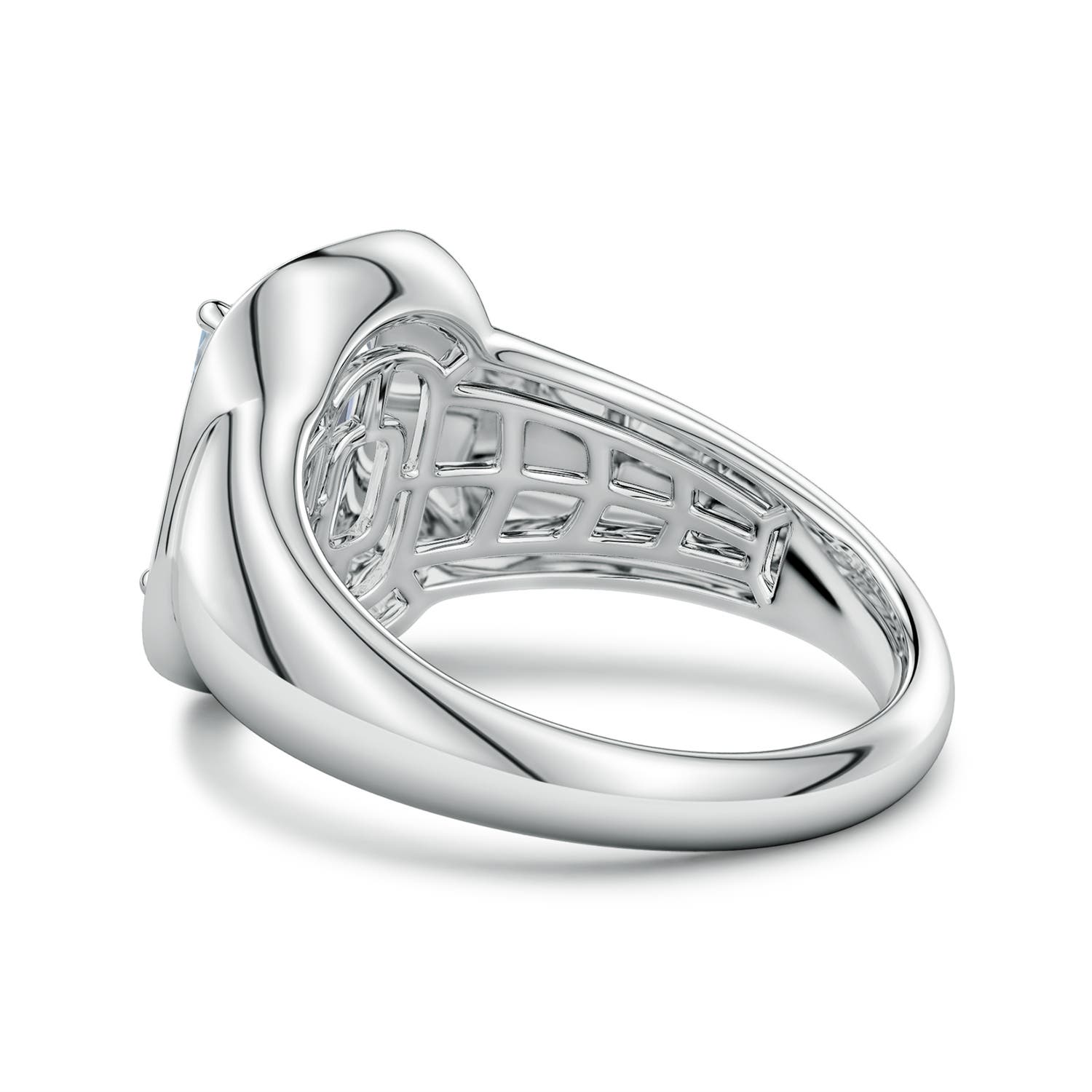 9.10x6.45mm FGVS Emerald-Cut Lab-Grown Diamond Signet Halo Engagement Ring in White Gold - side 5