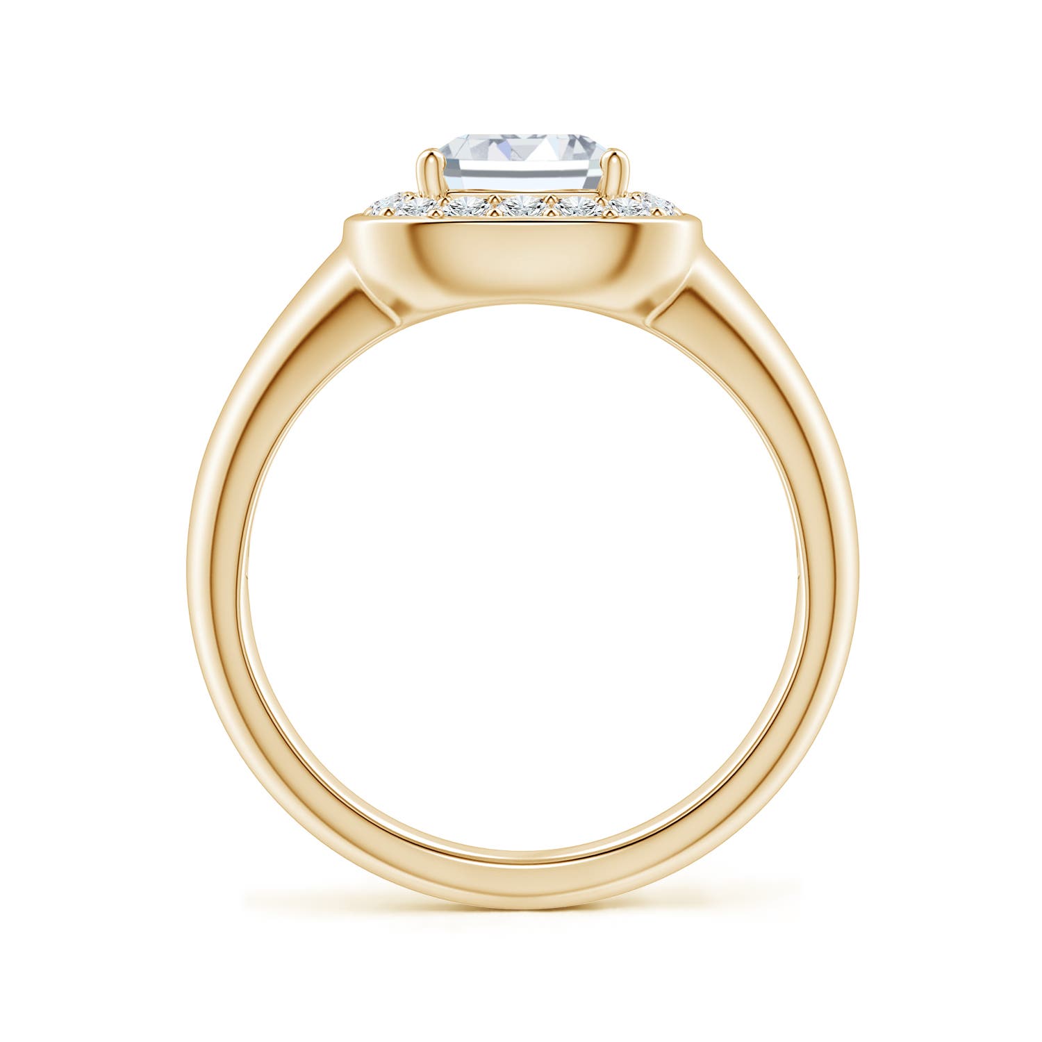 9.10x6.45mm FGVS Emerald-Cut Lab-Grown Diamond Signet Halo Engagement Ring in Yellow Gold