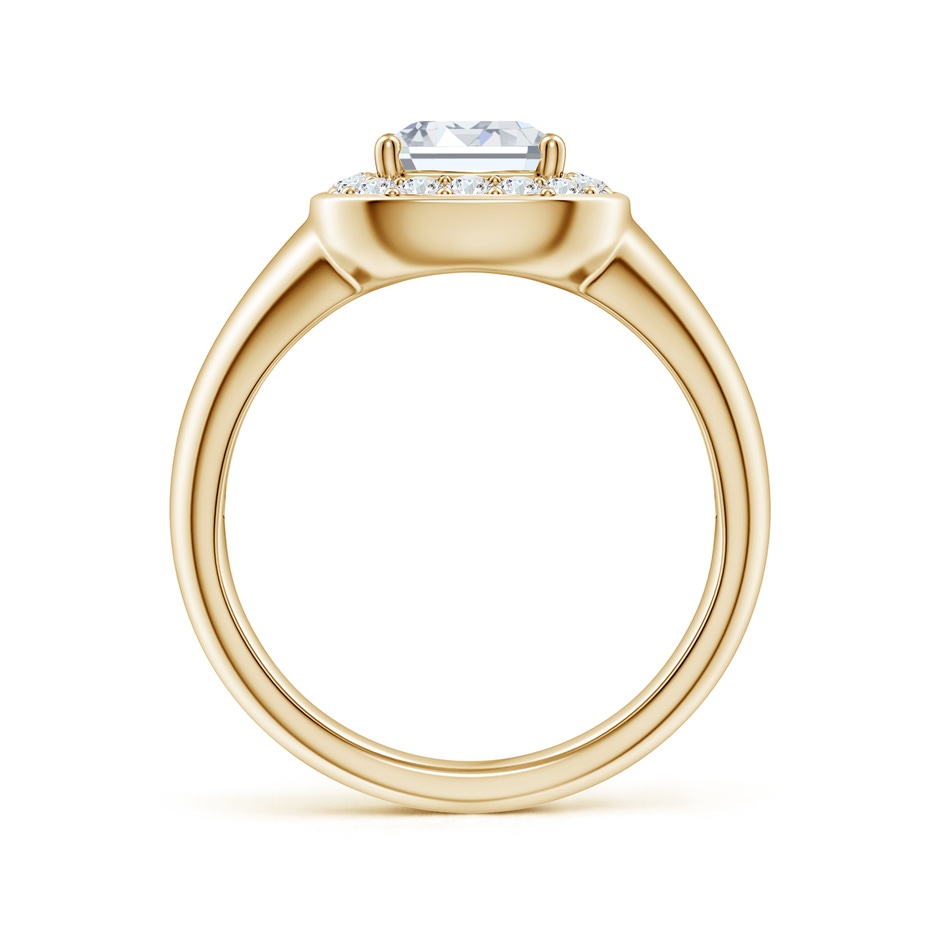 9.10x6.45mm FGVS Emerald-Cut Lab-Grown Diamond Signet Halo Engagement Ring in Yellow Gold side 199