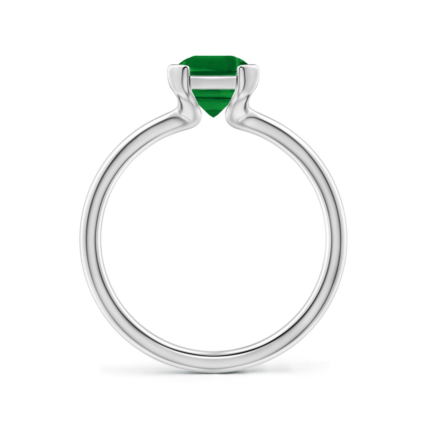8x6mm Labgrown Semi Bezel-Set Emerald-Cut Lab-Grown Emerald Solitaire Engagement Ring in White Gold - side 3