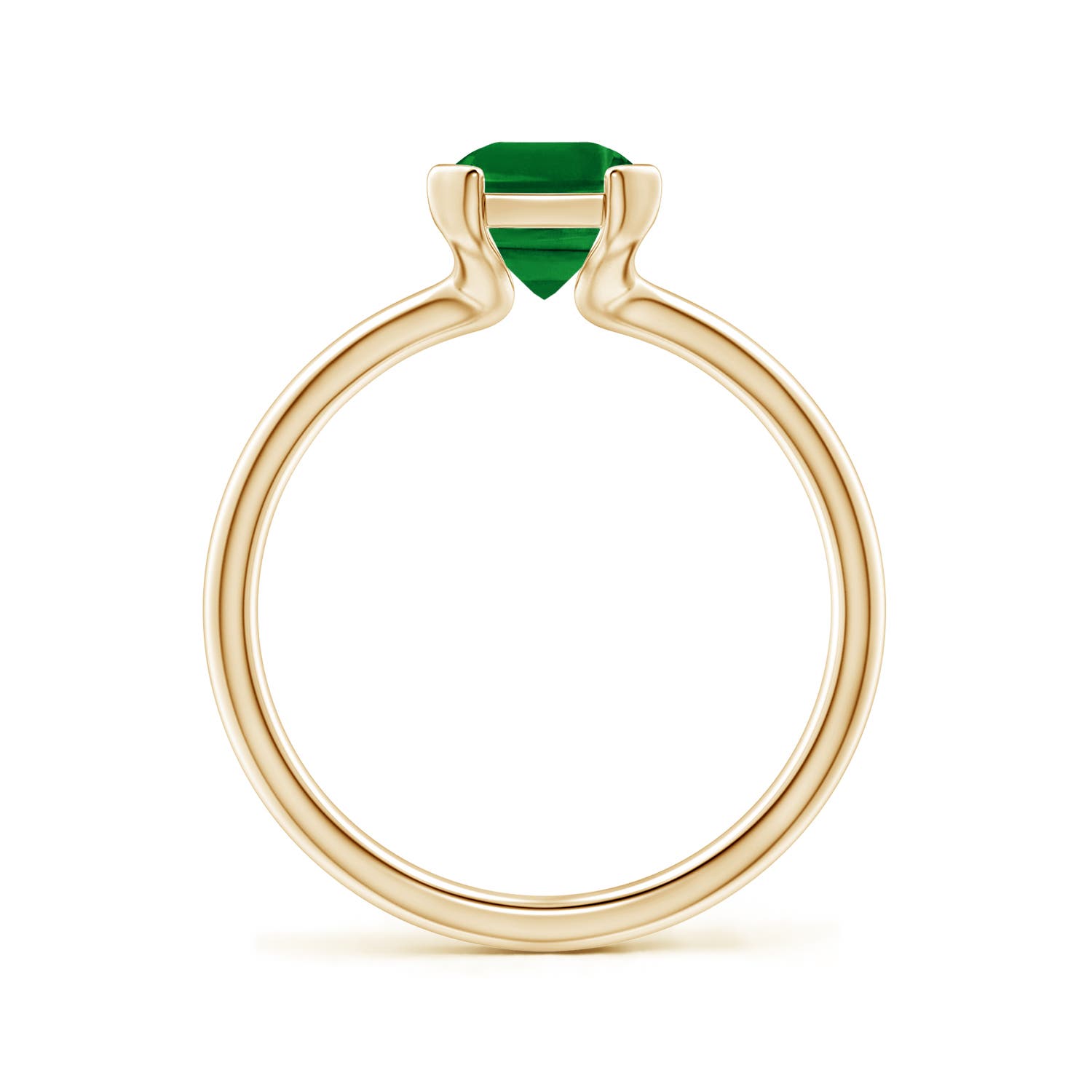 8x6mm Labgrown Semi Bezel-Set Emerald-Cut Lab-Grown Emerald Solitaire Engagement Ring in Yellow Gold