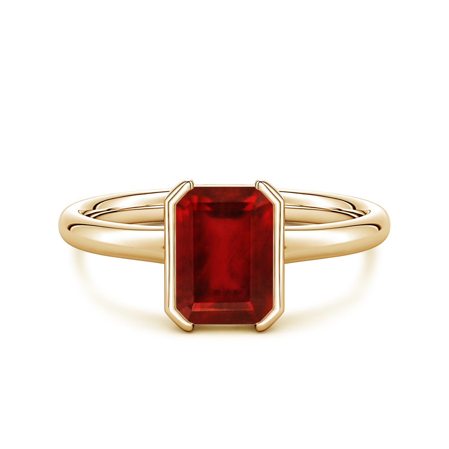 Lab-Grown Emerald-Cut Ruby Signet Ring