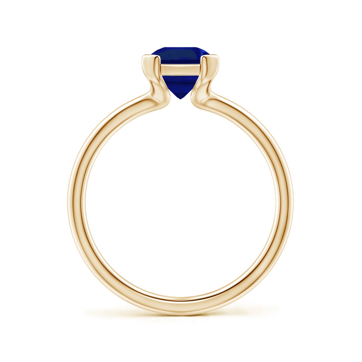 8x6mm Labgrown Semi Bezel-Set Emerald-Cut Lab-Grown Blue Sapphire Solitaire Engagement Ring in 18K Yellow Gold