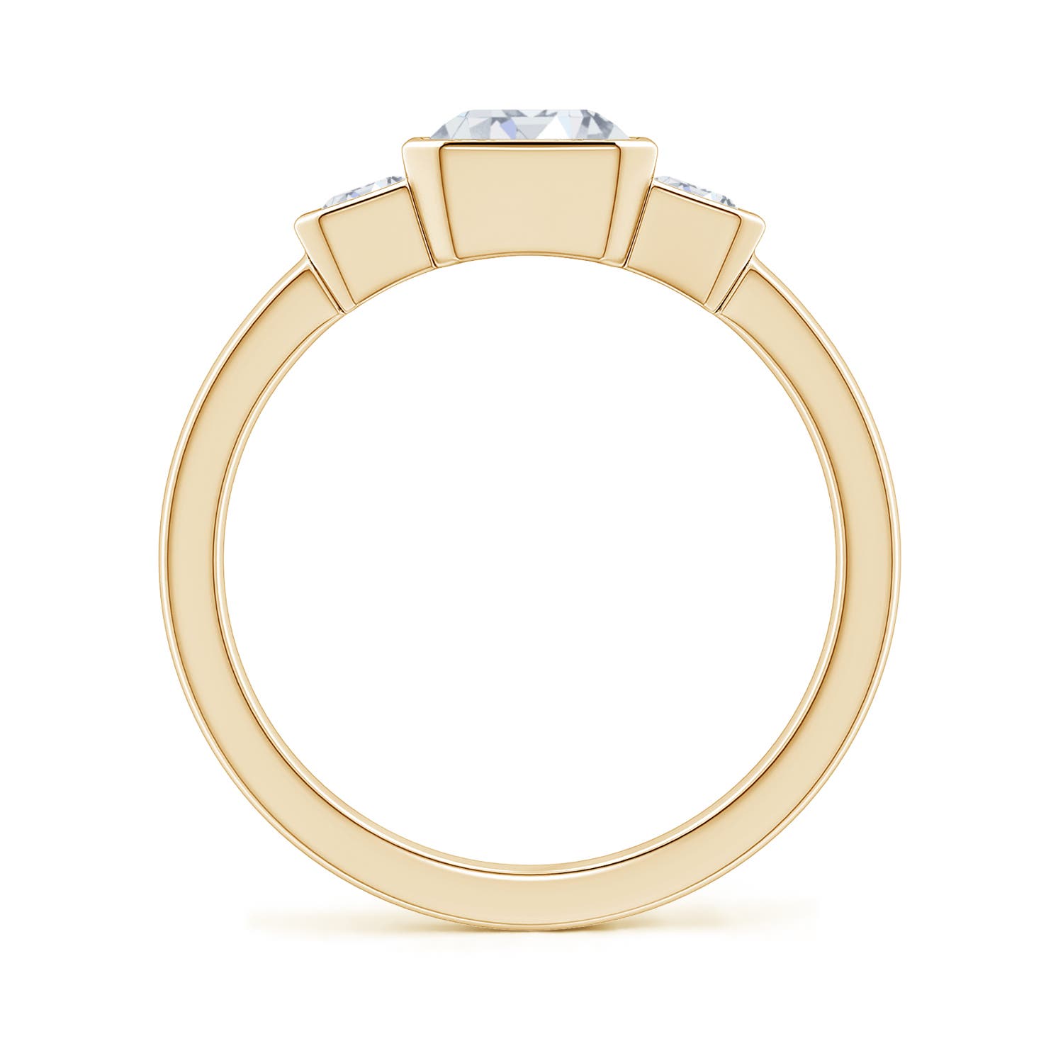 8x6mm FGVS Semi Bezel-Set Emerald-Cut Lab-Grown Diamond Three-Stone Engagement Ring in 18K Yellow Gold