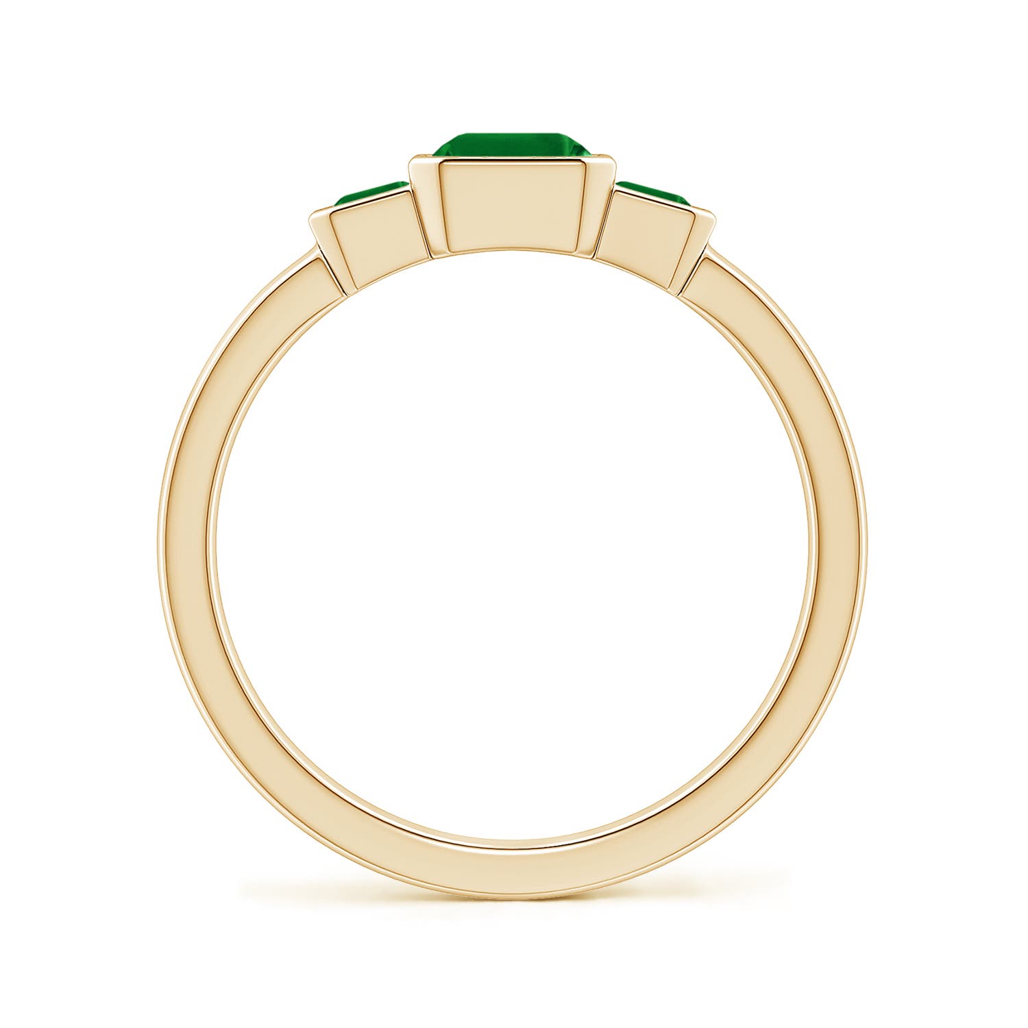 7x5mm Labgrown Semi Bezel-Set Emerald-Cut Lab-Grown Emerald Three-Stone Engagement Ring in 18K Yellow Gold