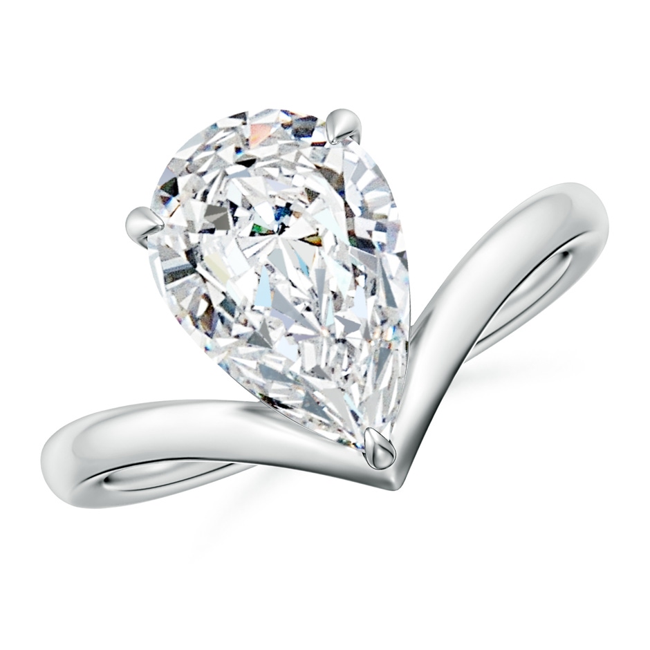 12x8mm FGVS Solitaire Pear Lab-Grown Diamond V-Shaped Engagement Ring in White Gold 