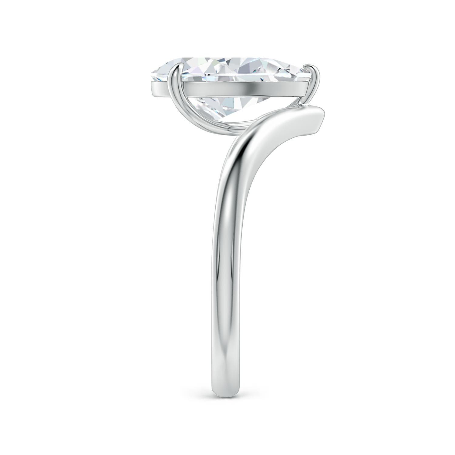 12x8mm FGVS Solitaire Pear Lab-Grown Diamond V-Shaped Engagement Ring in White Gold - side 5