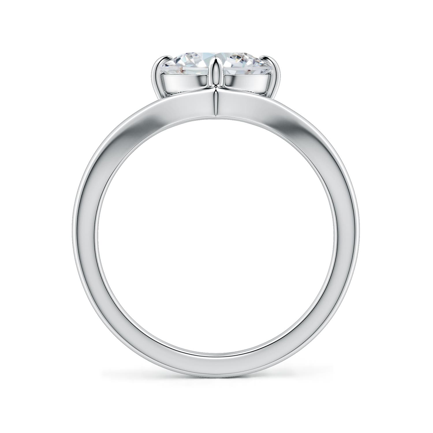 10x8mm FGVS Solitaire Oval Lab-Grown Diamond V-Shaped Engagement Ring in 18K White Gold