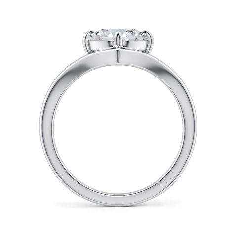 10x8mm FGVS Solitaire Oval Lab-Grown Diamond V-Shaped Engagement Ring in 18K White Gold