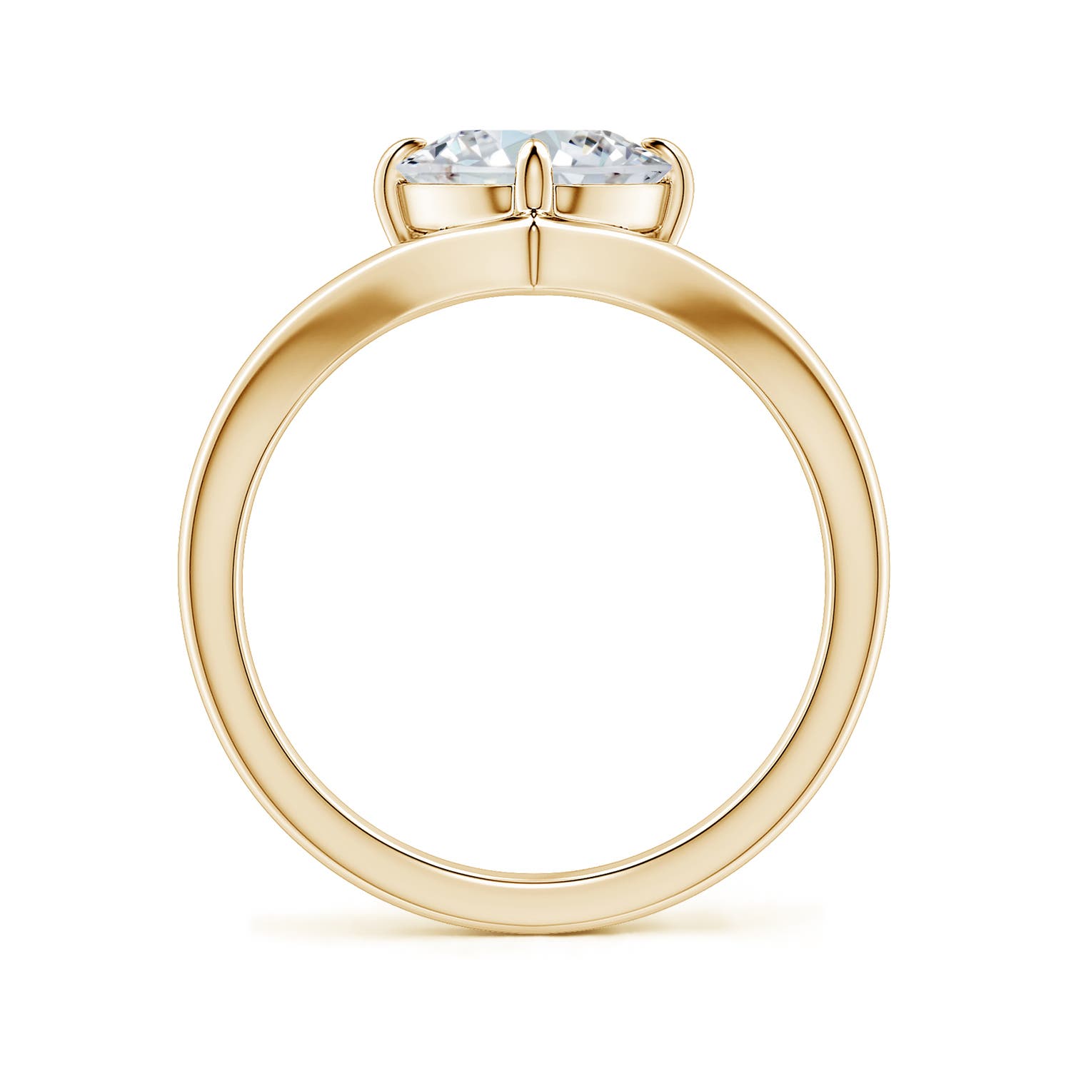 10x8mm FGVS Solitaire Oval Lab-Grown Diamond V-Shaped Engagement Ring in 18K Yellow Gold