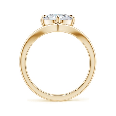 10x8mm FGVS Solitaire Oval Lab-Grown Diamond V-Shaped Engagement Ring in 18K Yellow Gold