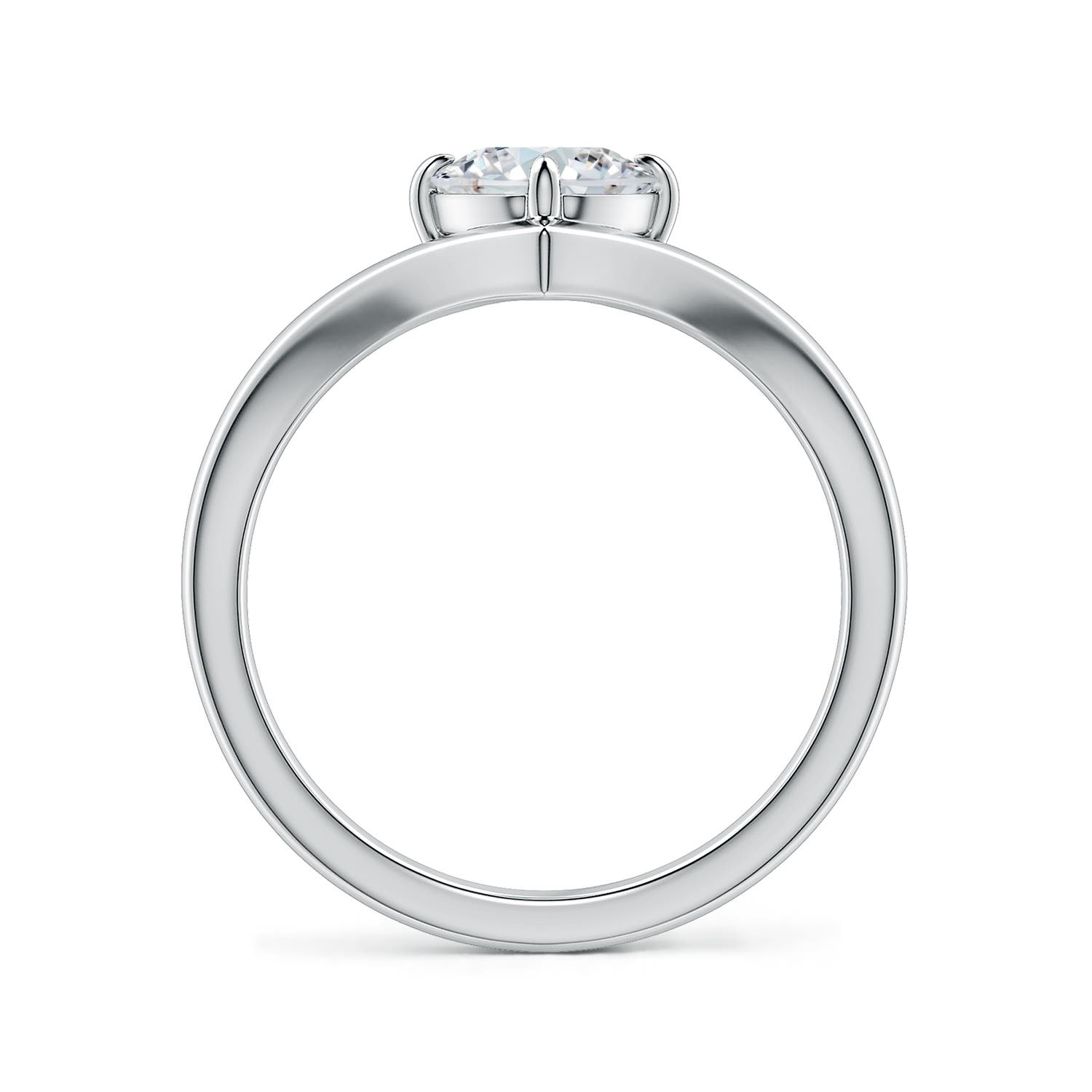 8.5x6.5mm FGVS Solitaire Oval Lab-Grown Diamond V-Shaped Engagement Ring in 18K White Gold