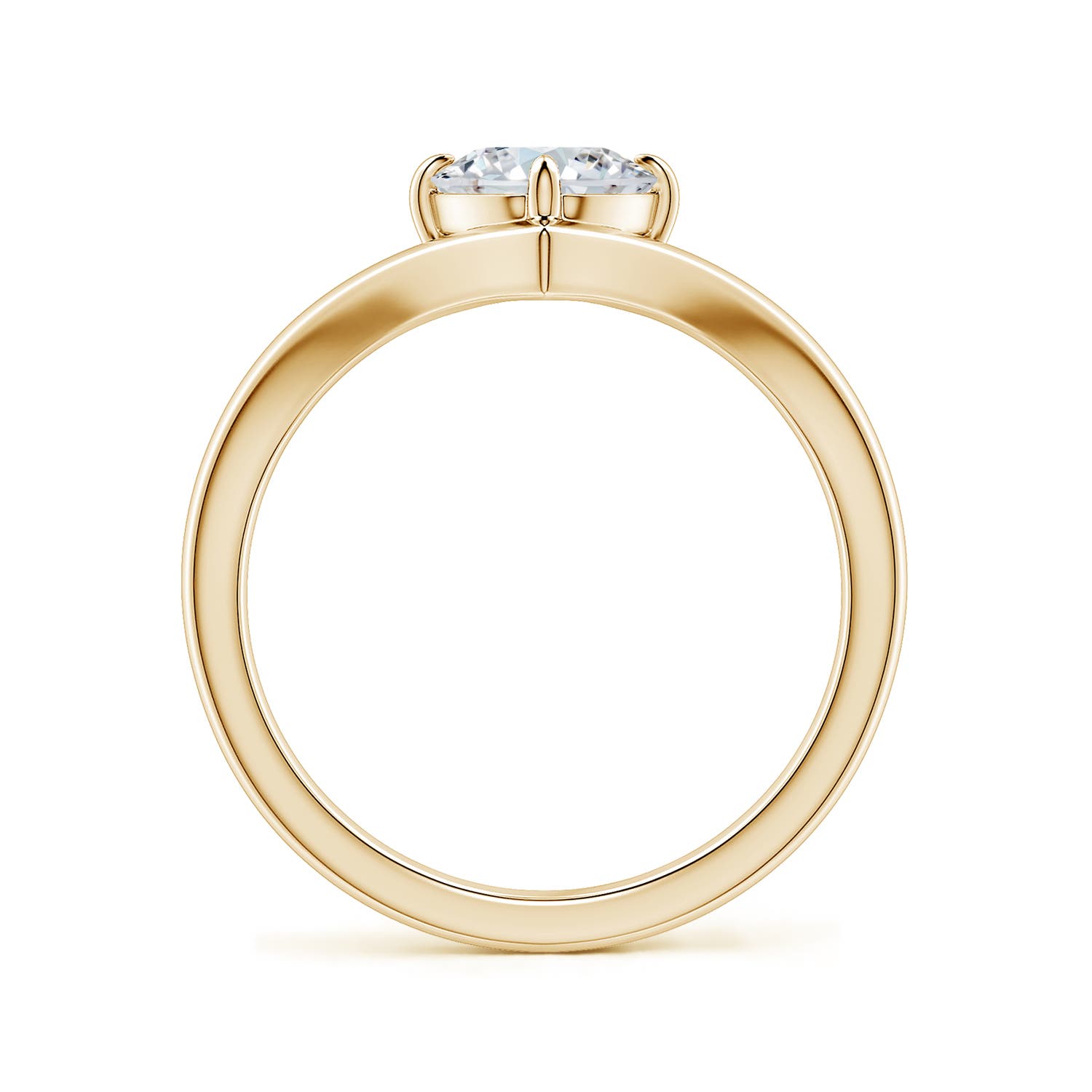 8.5x6.5mm FGVS Solitaire Oval Lab-Grown Diamond V-Shaped Engagement Ring in 18K Yellow Gold