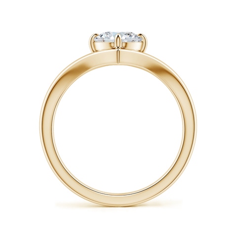 8.5x6.5mm FGVS Solitaire Oval Lab-Grown Diamond V-Shaped Engagement Ring in 18K Yellow Gold