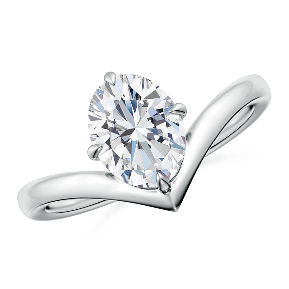 8.5x6.5mm FGVS Solitaire Oval Lab-Grown Diamond V-Shaped Engagement Ring in P950 Platinum 
