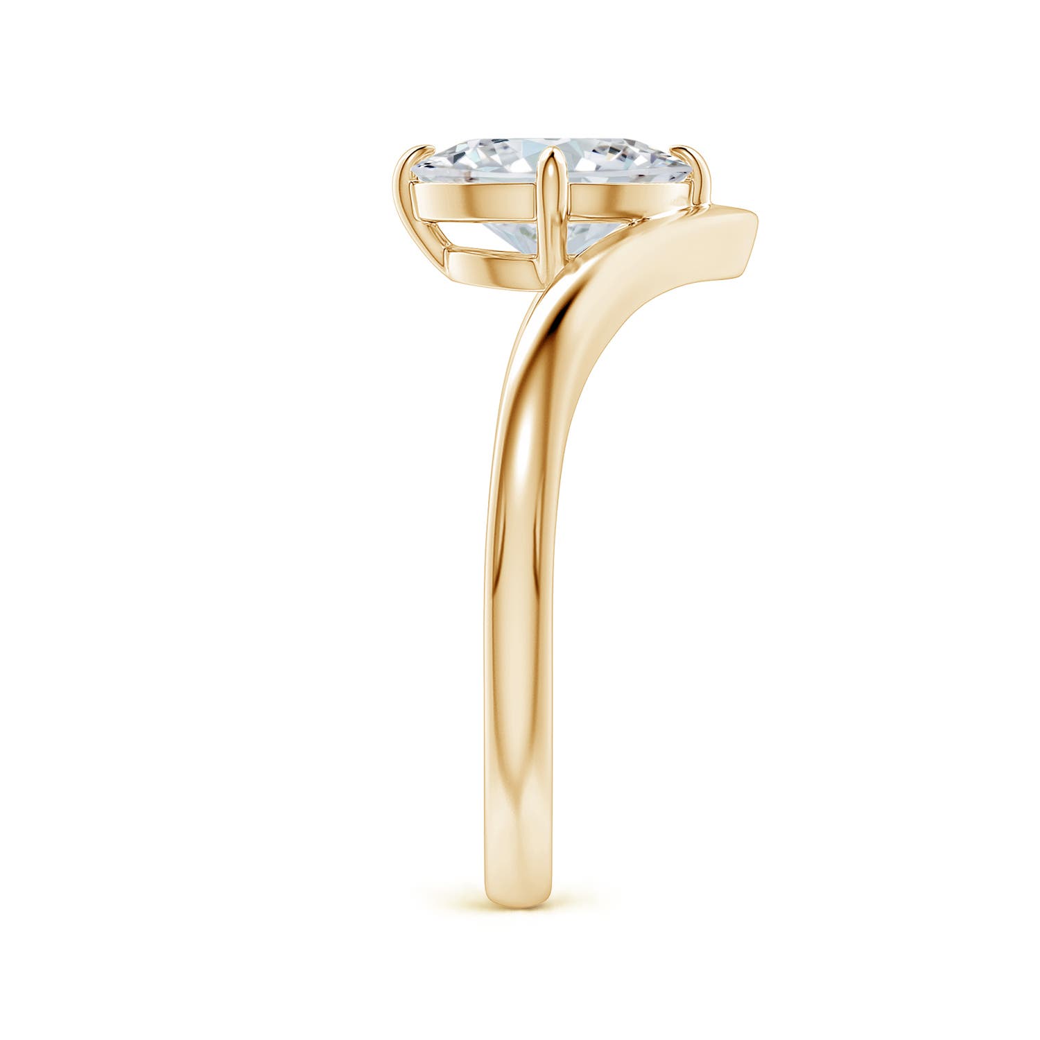 8.5x6.5mm FGVS Solitaire Oval Lab-Grown Diamond V-Shaped Engagement Ring in Yellow Gold - side 4