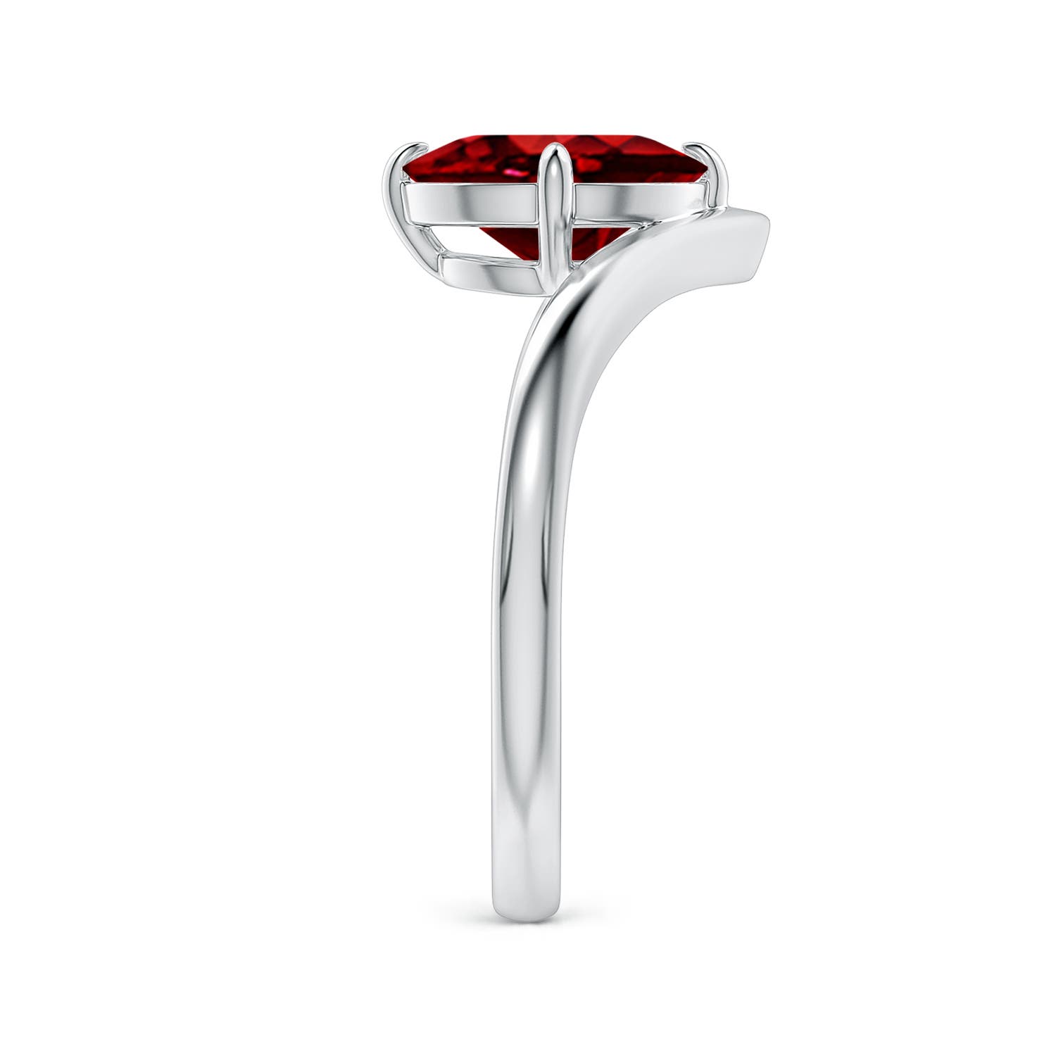 Oval Lab Ruby Solitaire Oval Lab-Grown Ruby V-Shaped Engagement Ring