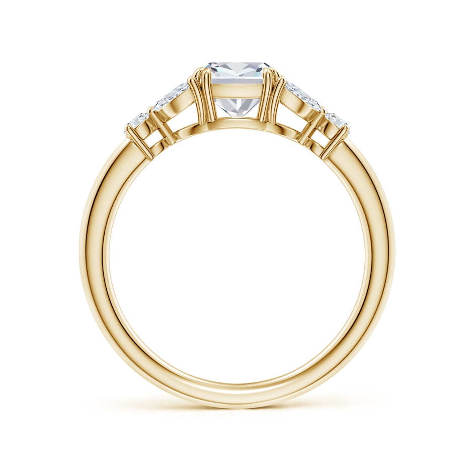 5.5mm FGVS Double-Claw Prong Cushion Lab-Grown Diamond Side Stone Engagement Ring in 18K Yellow Gold side 199