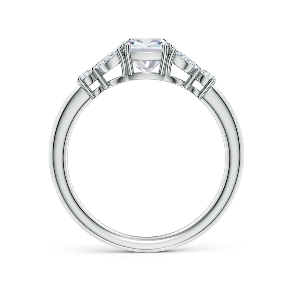 5.5mm FGVS Double-Claw Prong Cushion Lab-Grown Diamond Side Stone Engagement Ring in White Gold - side 199