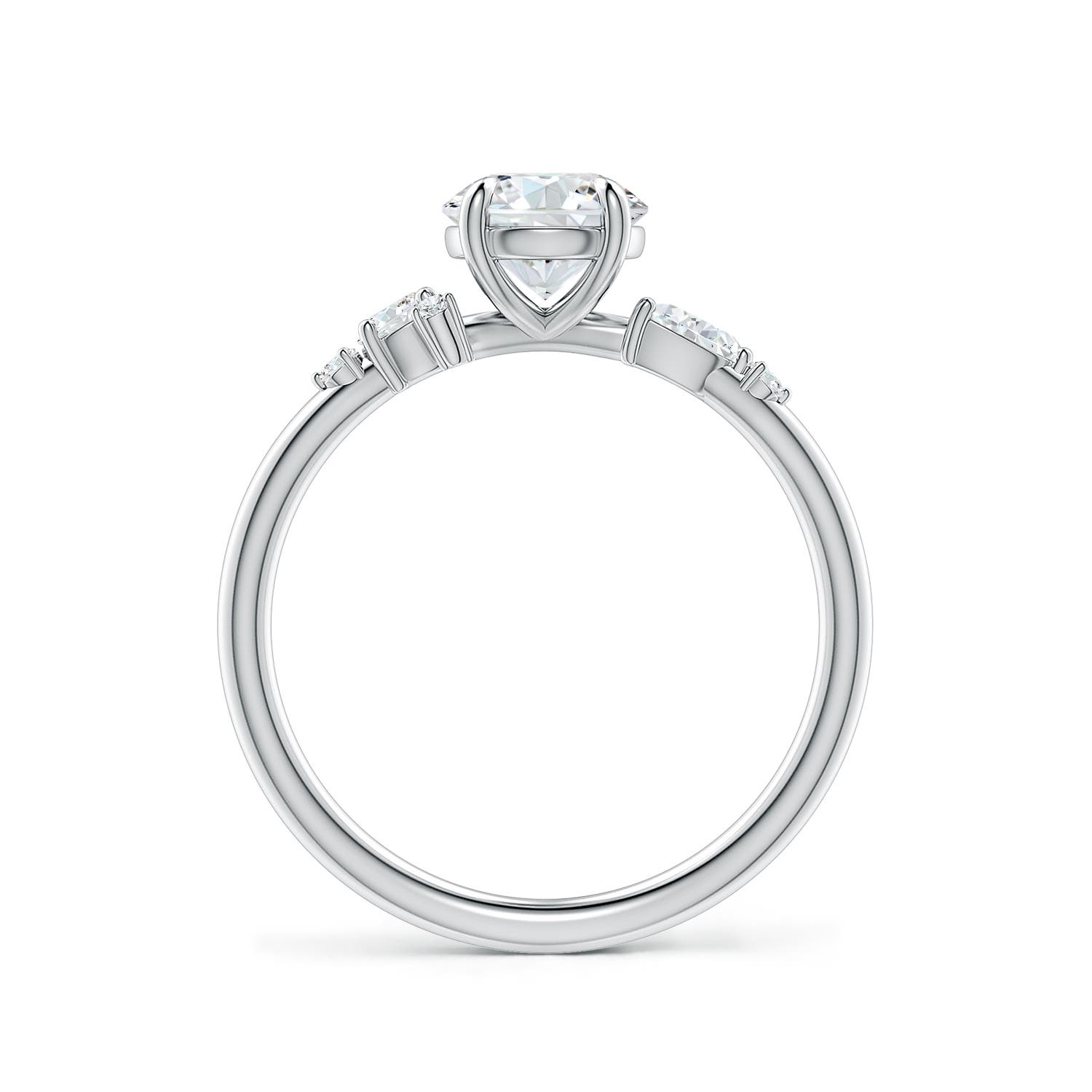 6.4mm FGVS Round Lab-Grown Diamond Engagement Ring with Multi-Shape Accents in 18K White Gold
