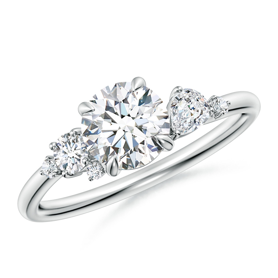 6.4mm FGVS Round Lab-Grown Diamond Engagement Ring with Multi-Shape Accents in P950 Platinum 