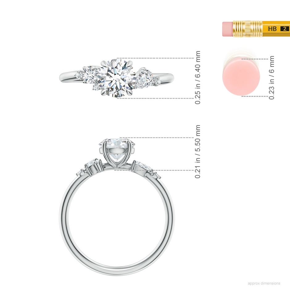 6.4mm FGVS Round Lab-Grown Diamond Engagement Ring with Multi-Shape Accents in P950 Platinum ruler