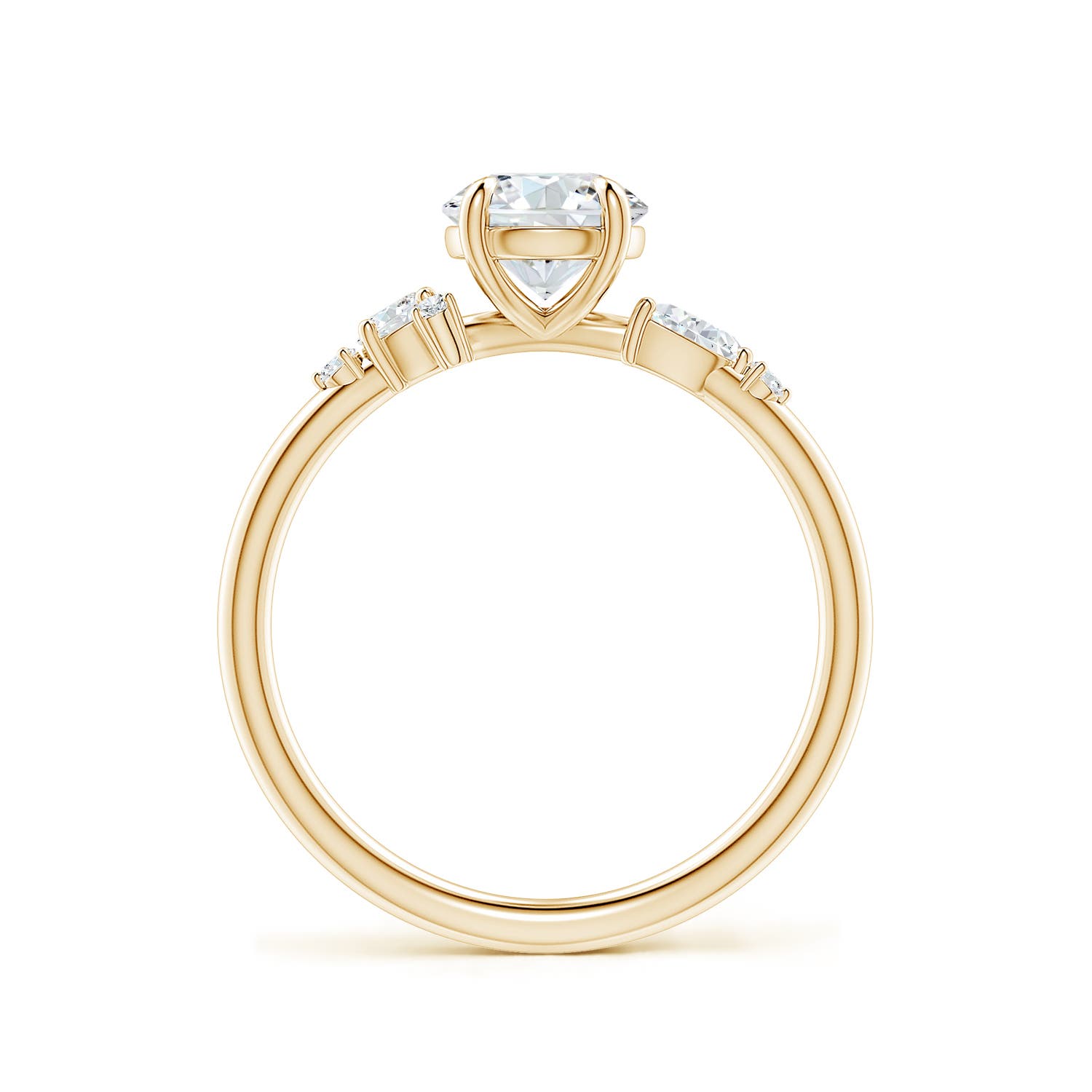 6.4mm FGVS Round Lab-Grown Diamond Engagement Ring with Multi-Shape Accents in Yellow Gold