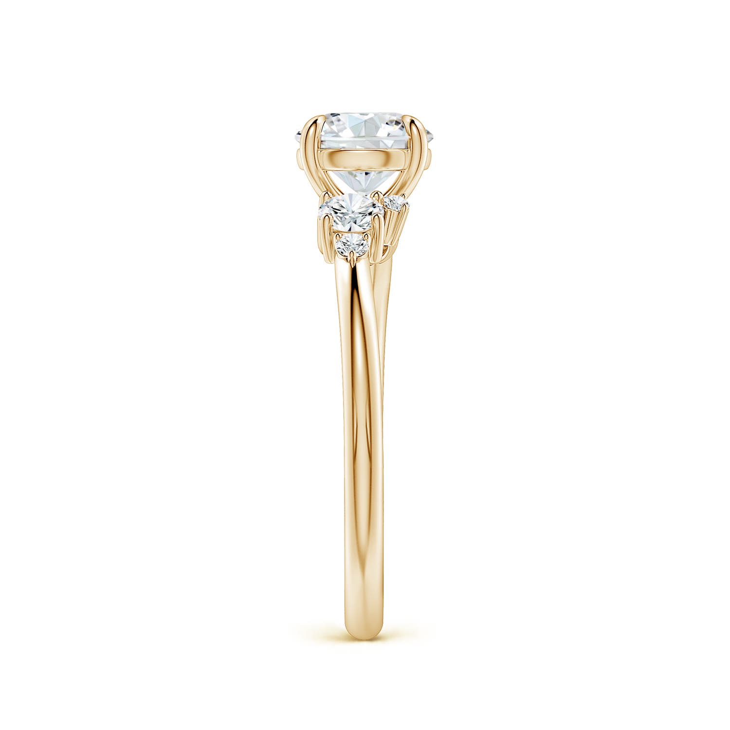6.4mm FGVS Round Lab-Grown Diamond Engagement Ring with Multi-Shape Accents in Yellow Gold - side 4