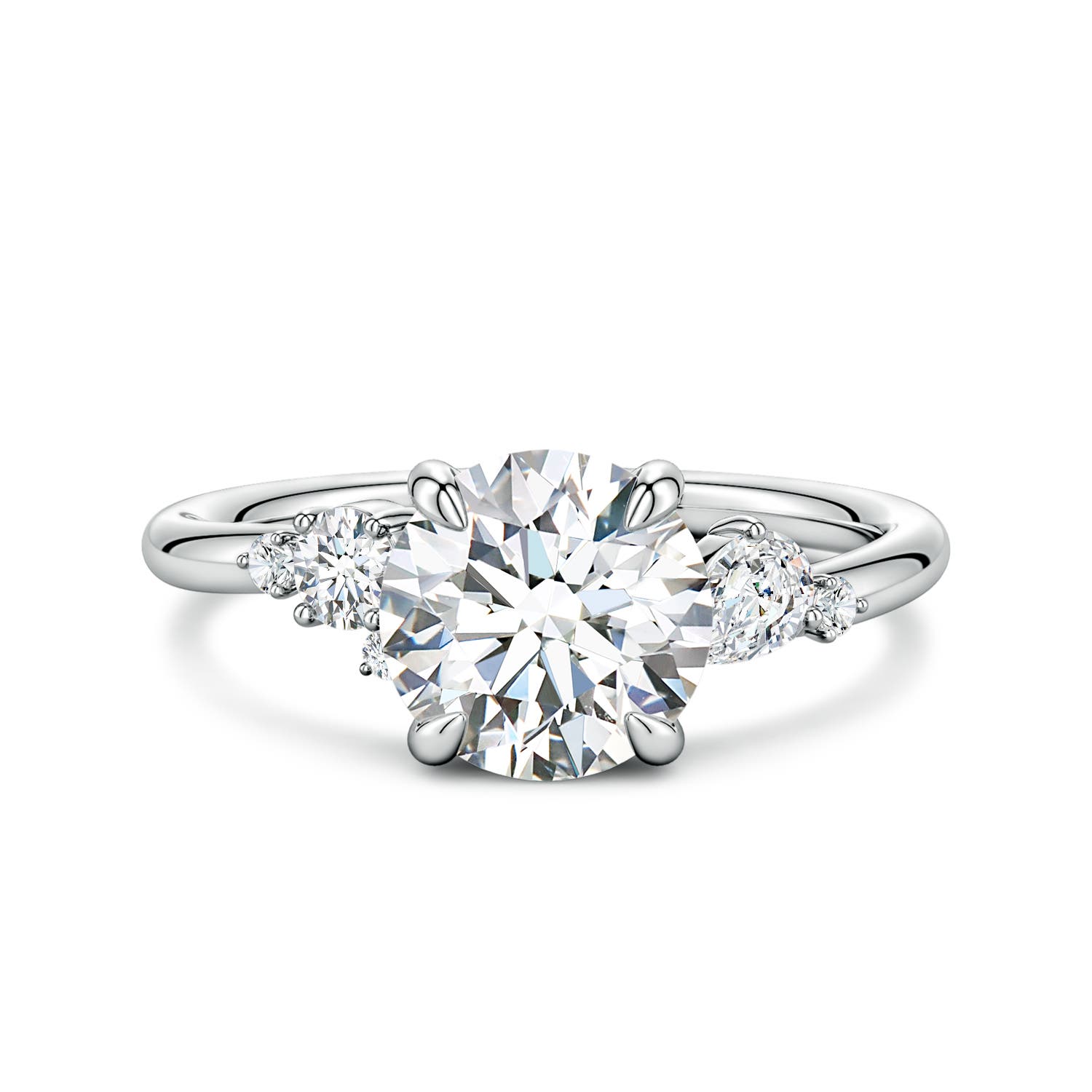 8mm FGVS Round Lab-Grown Diamond Engagement Ring with Multi-Shape Accents in White Gold