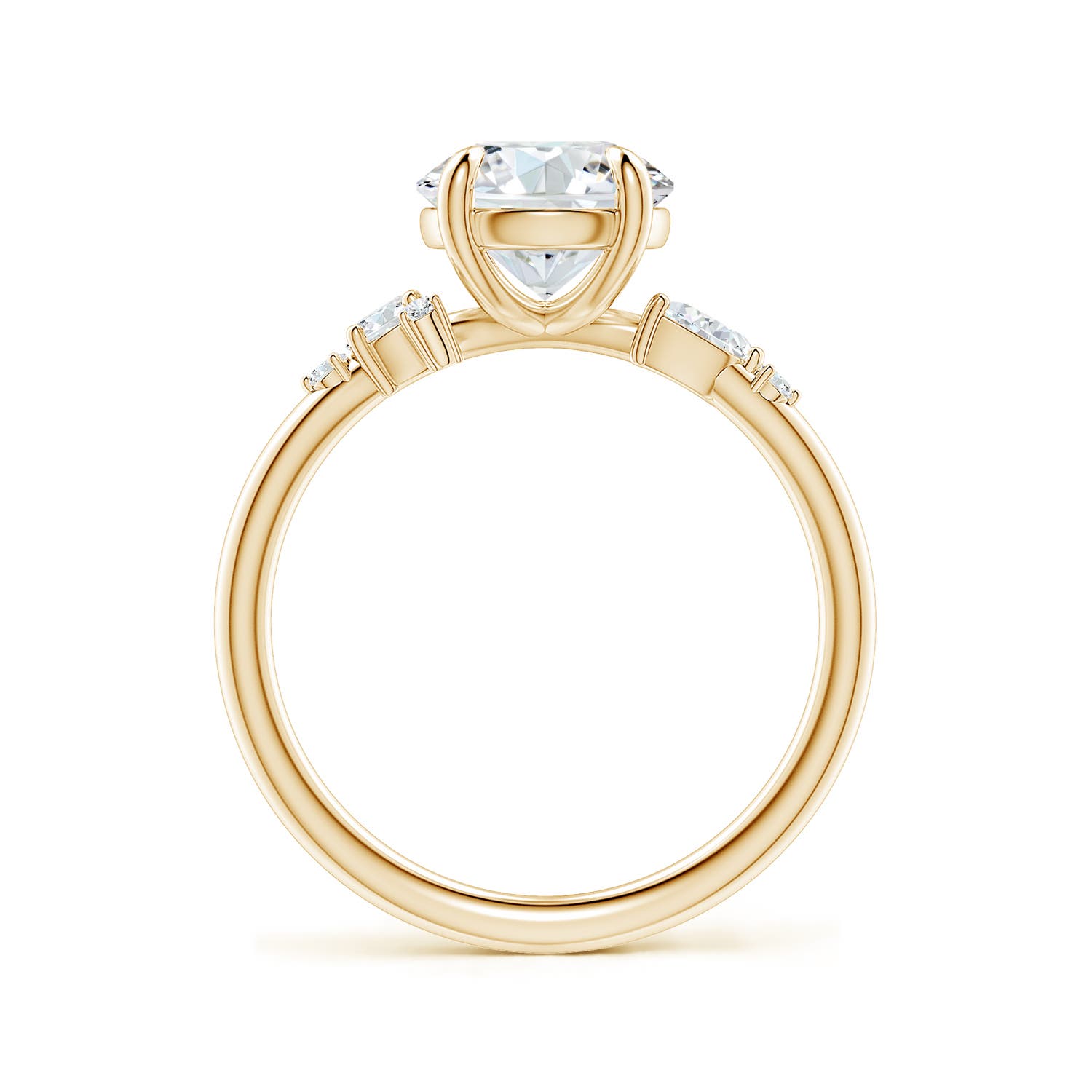 8mm FGVS Round Lab-Grown Diamond Engagement Ring with Multi-Shape Accents in Yellow Gold
