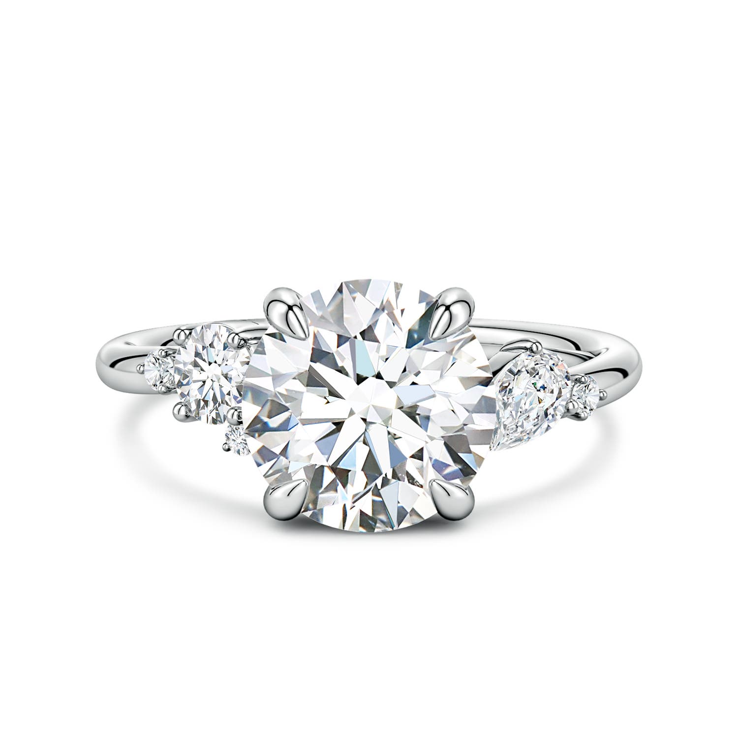 9.2mm FGVS Round Lab-Grown Diamond Engagement Ring with Multi-Shape Accents in White Gold