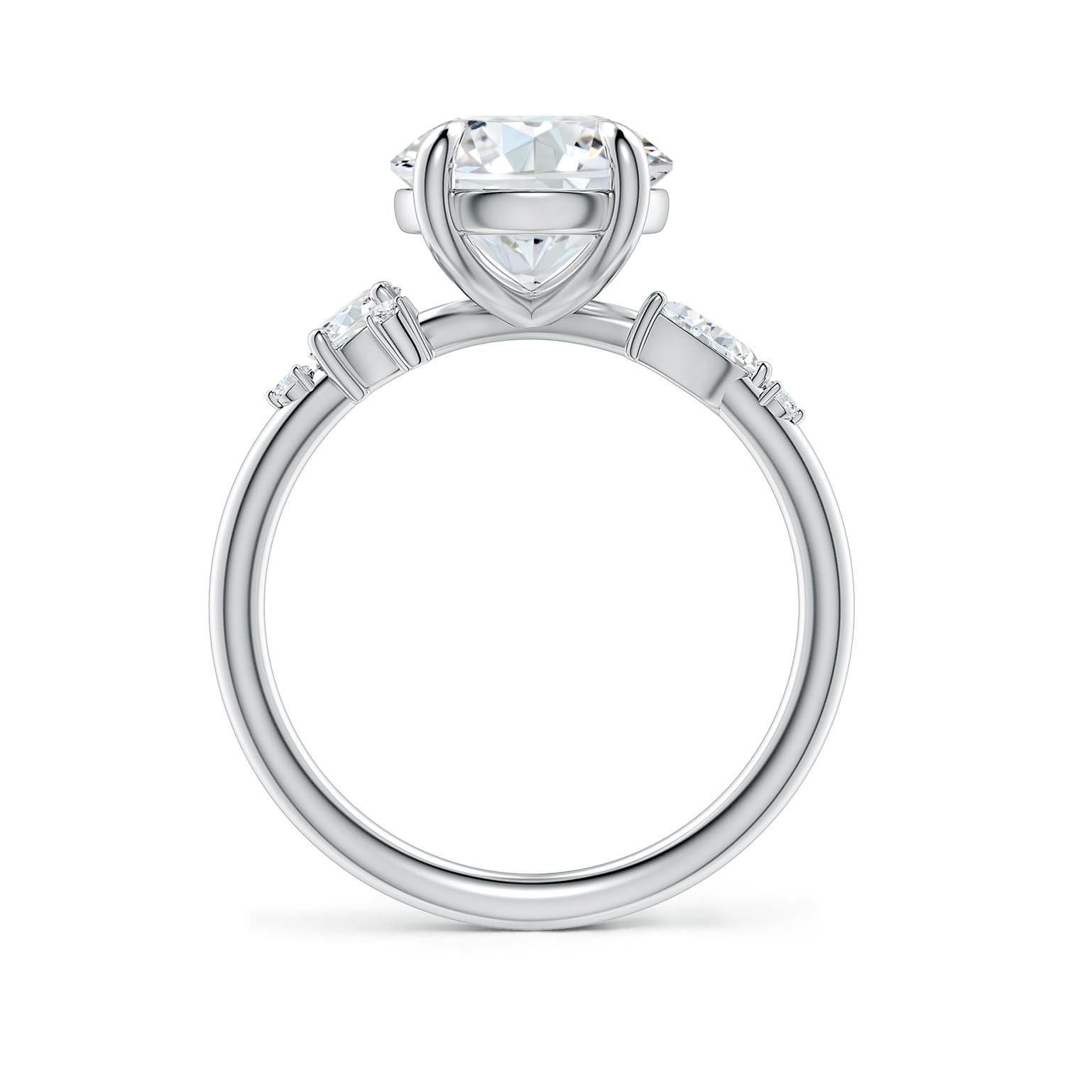 9.2mm FGVS Round Lab-Grown Diamond Engagement Ring with Multi-Shape Accents in White Gold