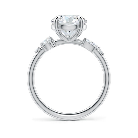 9.2mm FGVS Round Lab-Grown Diamond Engagement Ring with Multi-Shape Accents in White Gold