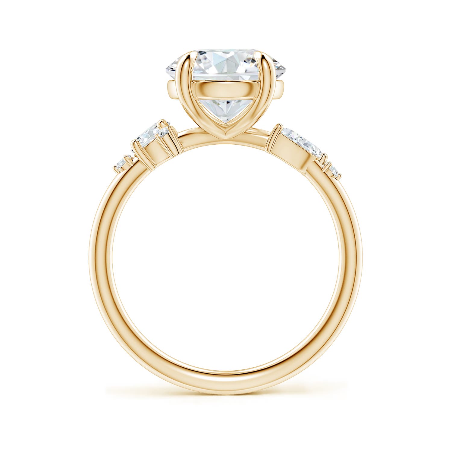 9.2mm FGVS Round Lab-Grown Diamond Engagement Ring with Multi-Shape Accents in Yellow Gold