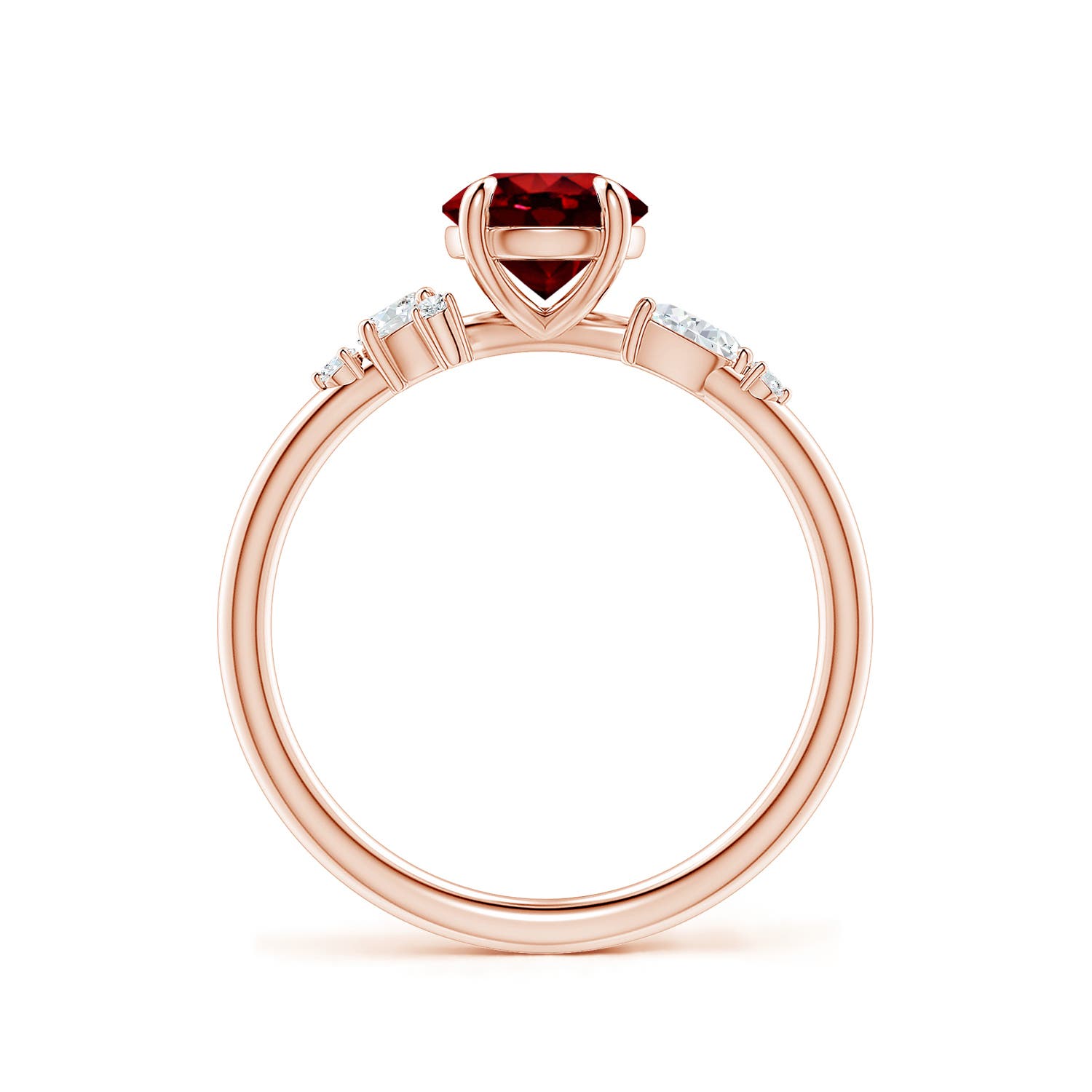 6.5mm Labgrown Lab-Grown Round Ruby Engagement Ring with Multi-Shape Diamonds in 18K Rose Gold