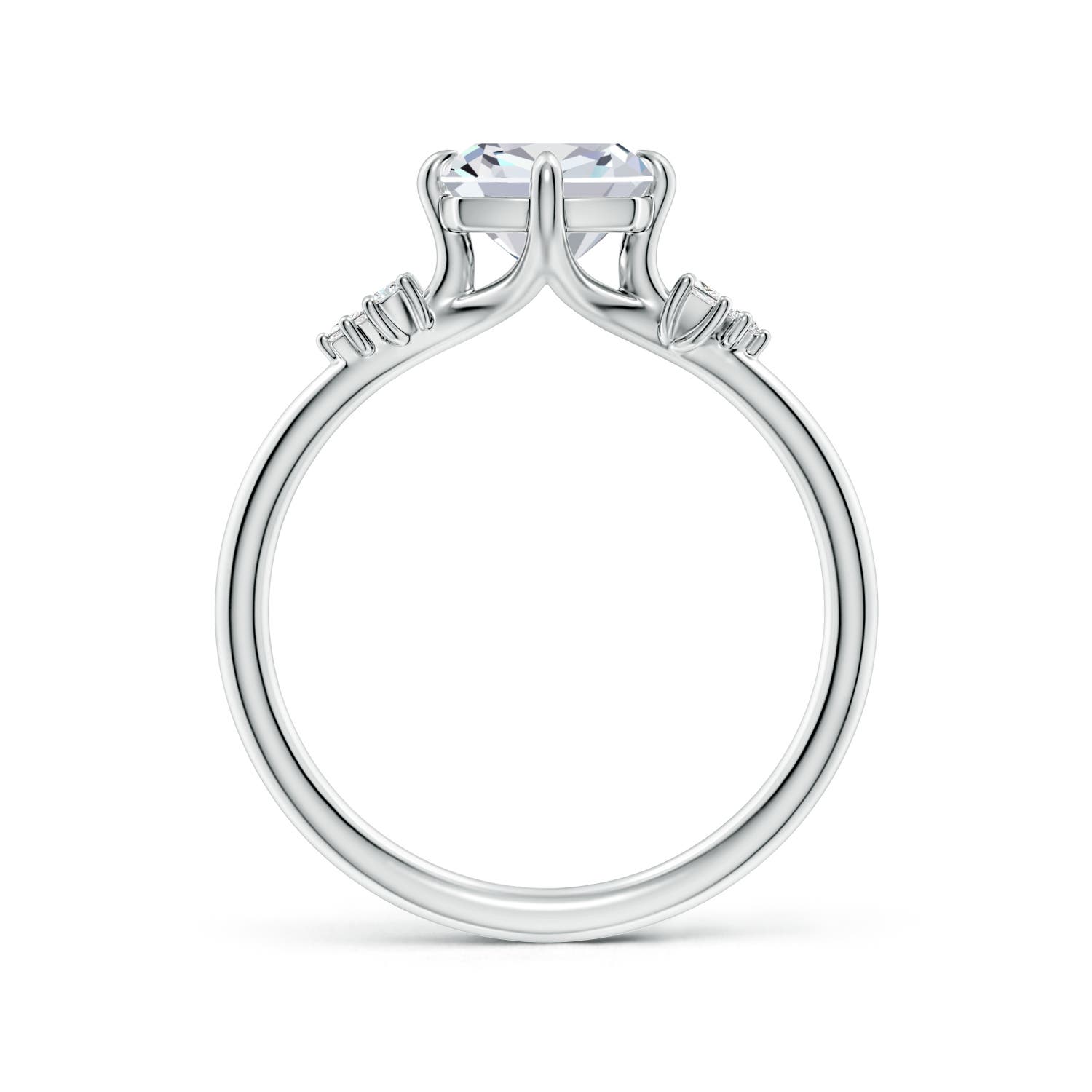 6.5mm FGVS Cushion Lab-Grown Diamond Engagement Ring with Multi-Shape Accents in 18K White Gold