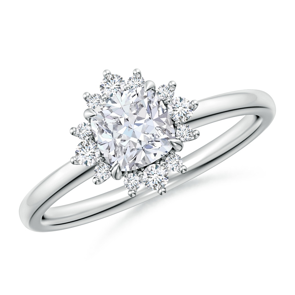 5.25mm FGVS Cushion Lab-Grown Diamond Ornate Halo Engagement Ring in White Gold 