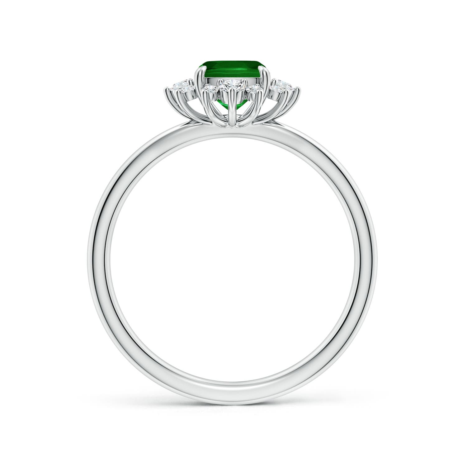 5mm Labgrown Cushion Lab-Grown Emerald Ornate Halo Engagement Ring in P950 Platinum