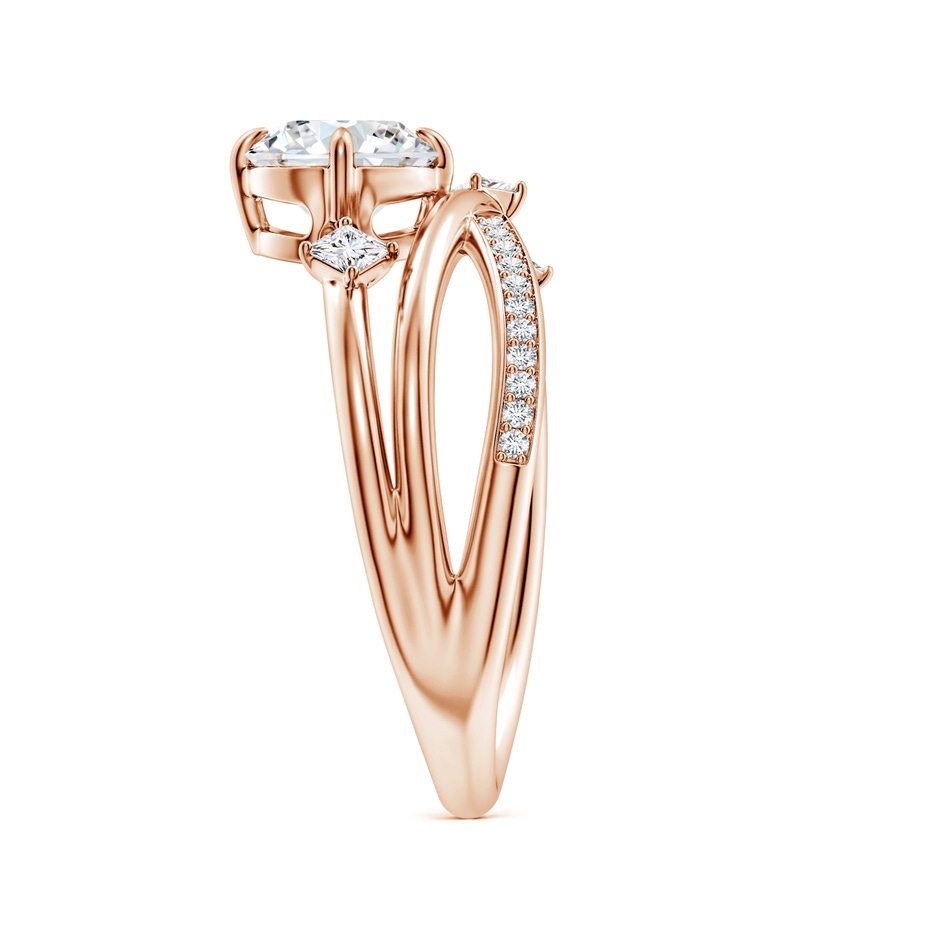 6.4mm FGVS Round Lab-Grown Diamond Crossover Engagement Ring with Scattered Accents in Rose Gold side 299