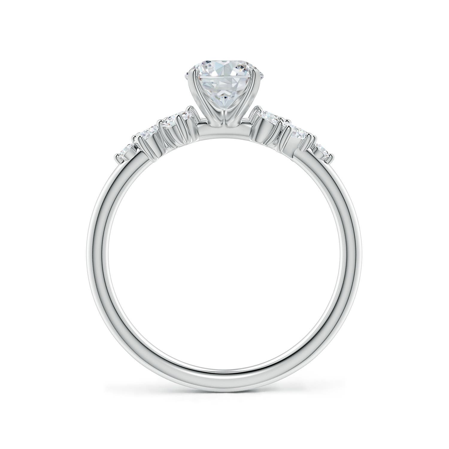 7.7x5.7mm FGVS Oval Lab-Grown Diamond Engagement Ring with Multi-Shape Accents in 18K White Gold