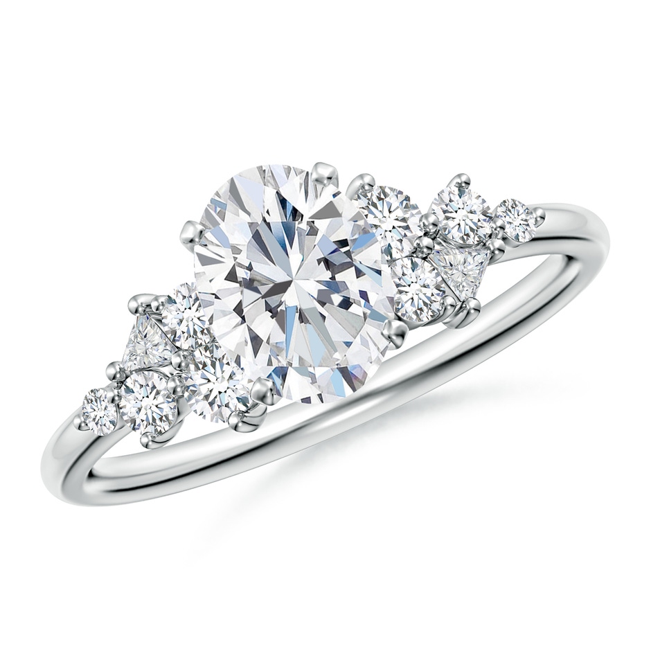 7.7x5.7mm FGVS Oval Lab-Grown Diamond Engagement Ring with Multi-Shape Accents in White Gold 