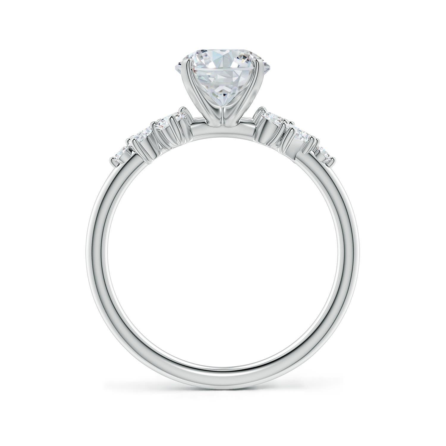 9x7mm FGVS Oval Lab-Grown Diamond Engagement Ring with Multi-Shape Accents in 18K White Gold
