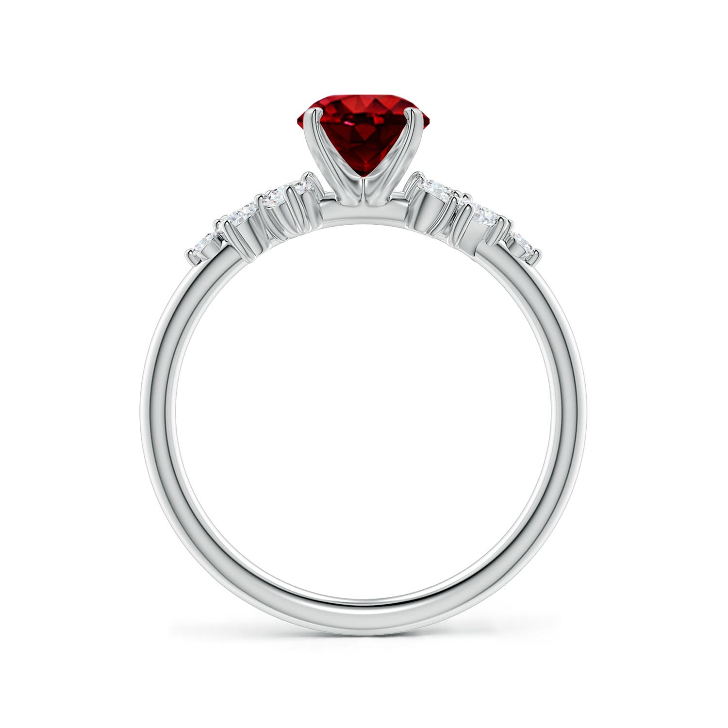 8x6mm Labgrown Lab-Grown Oval Ruby Engagement Ring with Multi-Shape Diamonds in 18K White Gold