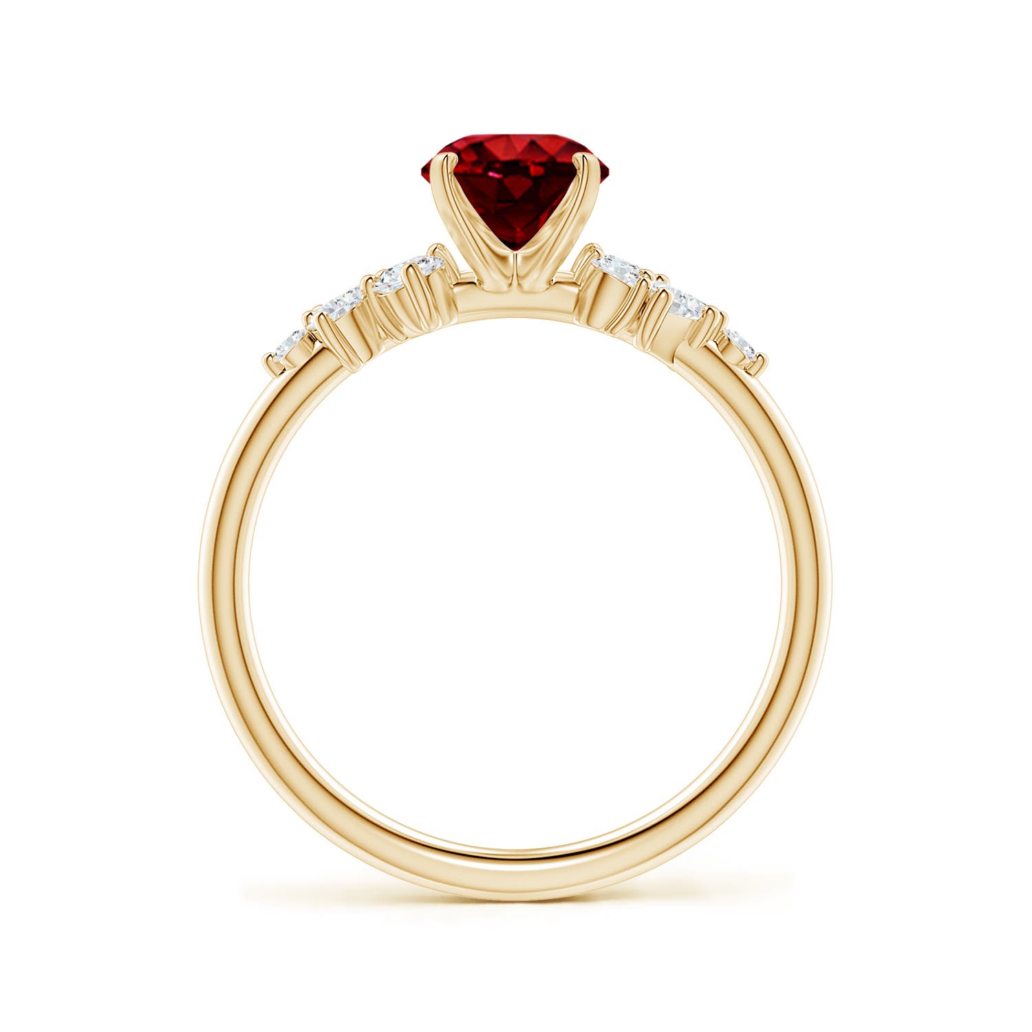 8x6mm Labgrown Lab-Grown Oval Ruby Engagement Ring with Multi-Shape Diamonds in 18K Yellow Gold