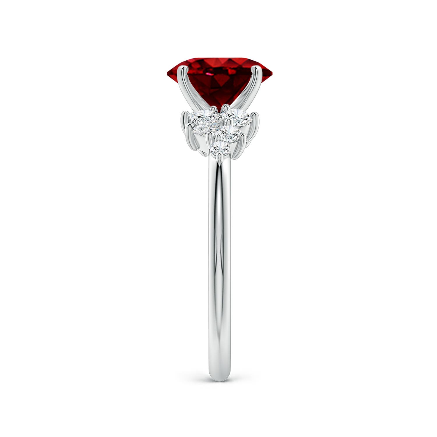 8x6mm Labgrown Lab-Grown Oval Ruby Engagement Ring with Multi-Shape Diamonds in White Gold - side 4