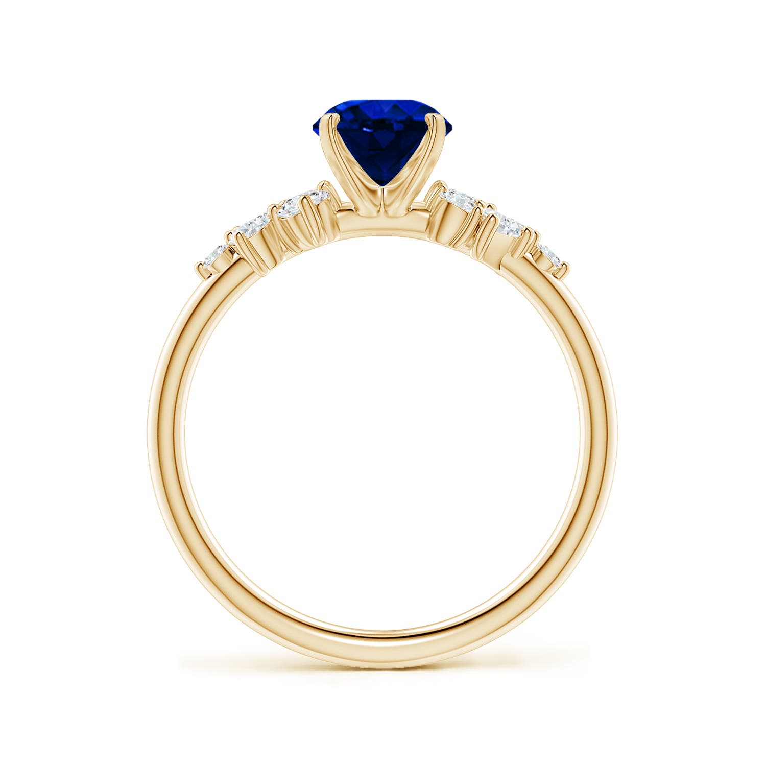 8x6mm Labgrown Lab-Grown Oval Blue Sapphire Engagement Ring with Multi-Shape Diamonds in 18K Yellow Gold