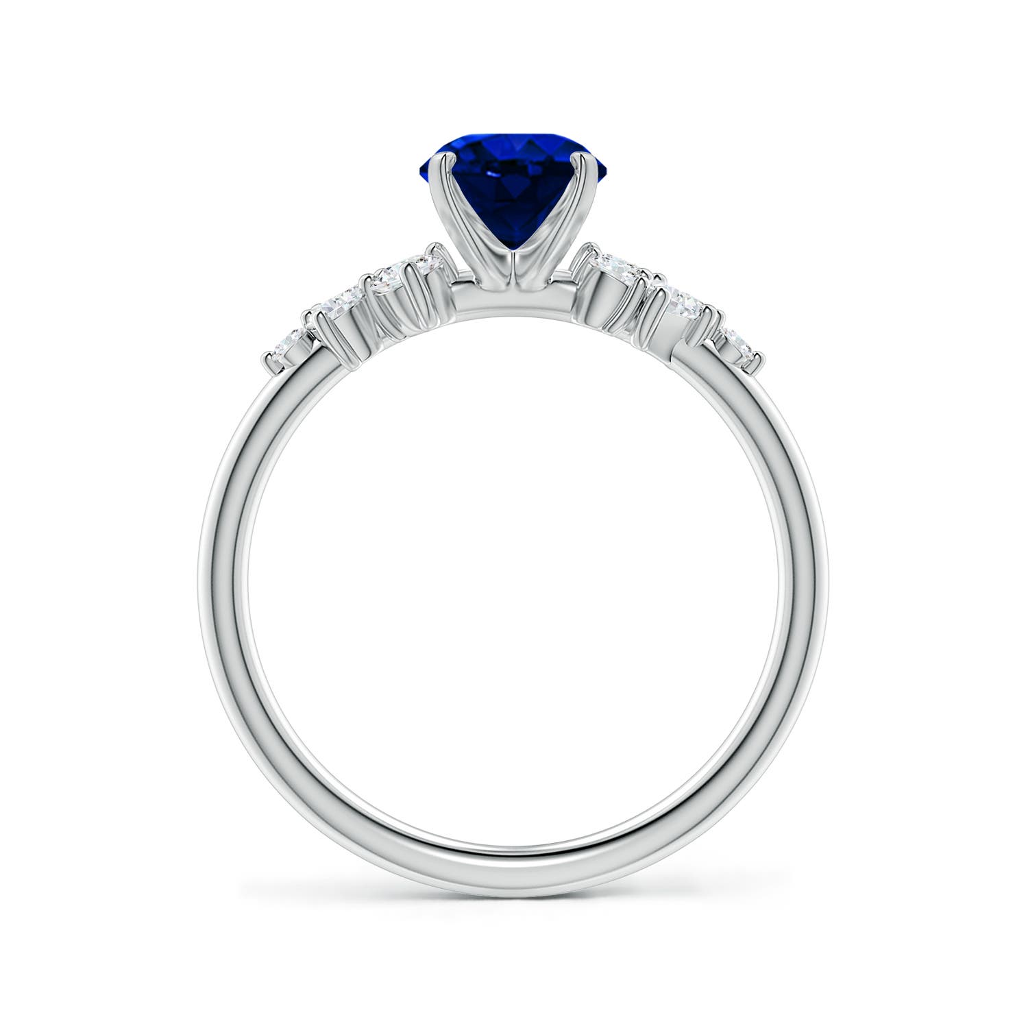 8x6mm Labgrown Lab-Grown Oval Blue Sapphire Engagement Ring with Multi-Shape Diamonds in White Gold - side 3