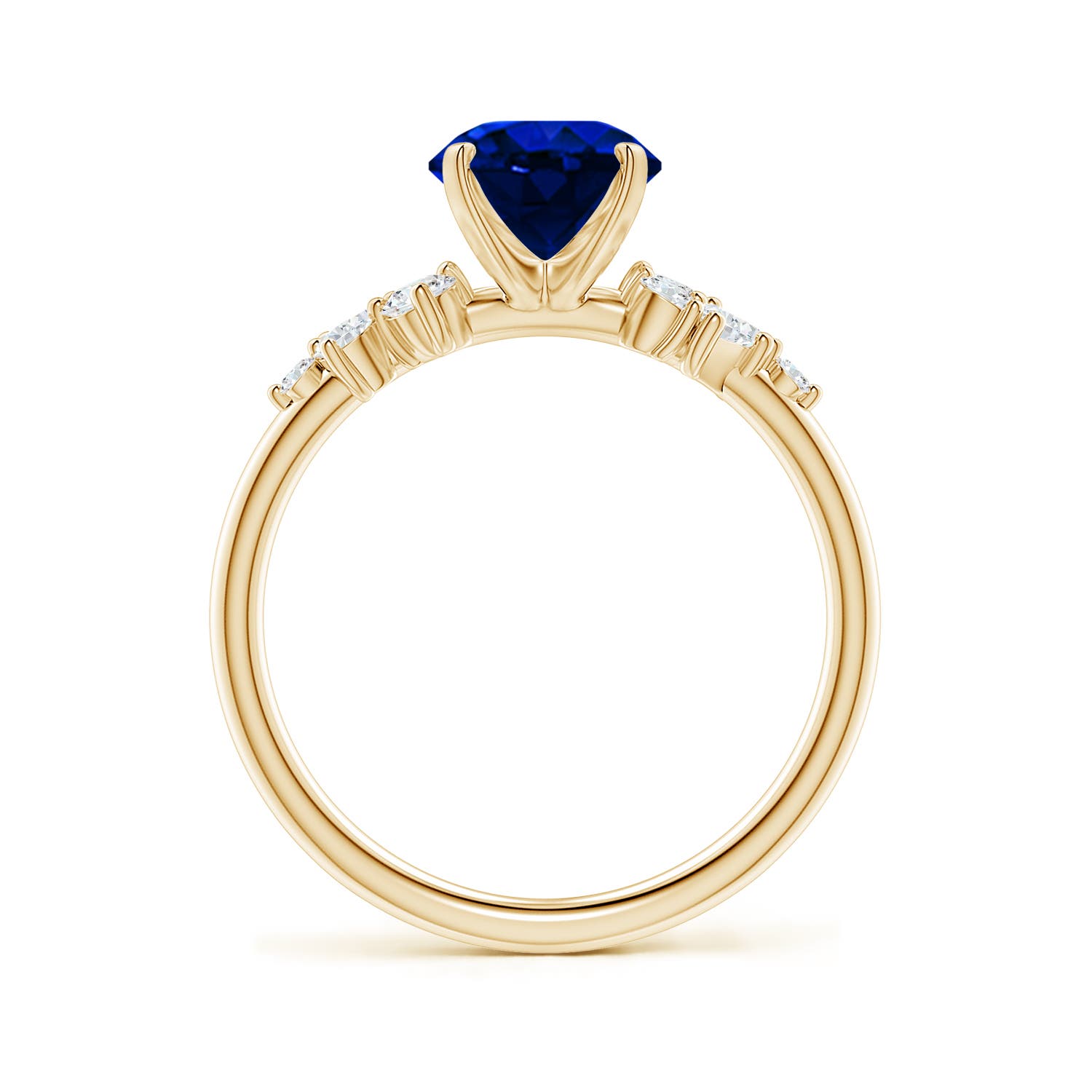 9x7mm Labgrown Lab-Grown Oval Blue Sapphire Engagement Ring with Multi-Shape Diamonds in Yellow Gold