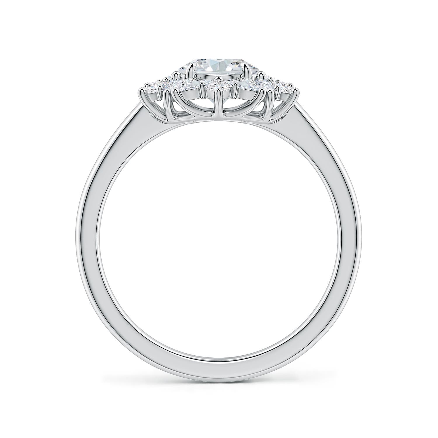 7.7x5.7mm FGVS Oval Lab-Grown Diamond Multi-Shape Ornate Halo Engagement Ring in 18K White Gold